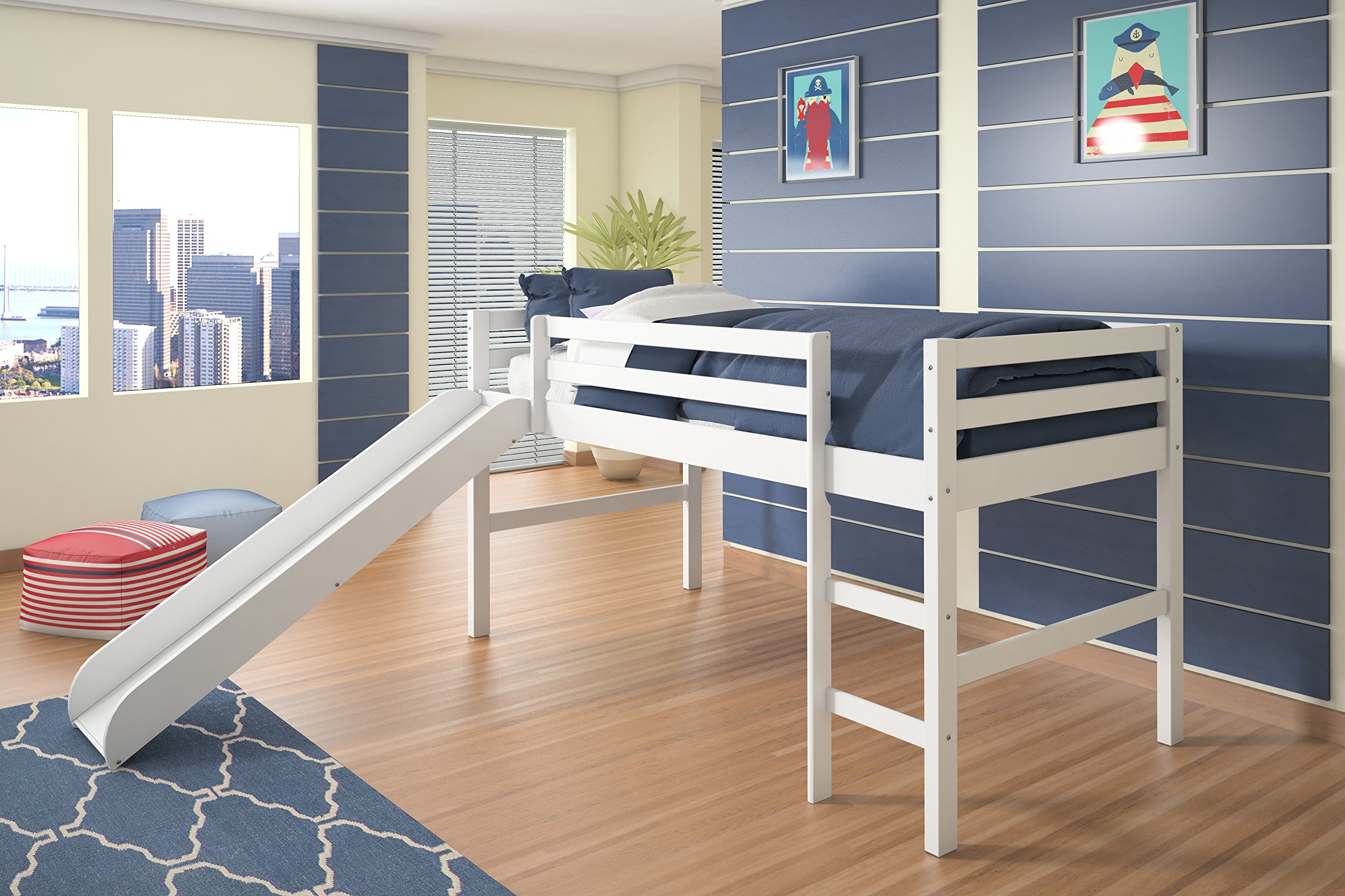 Donco Kids Twin Low Loft Bed with Slide