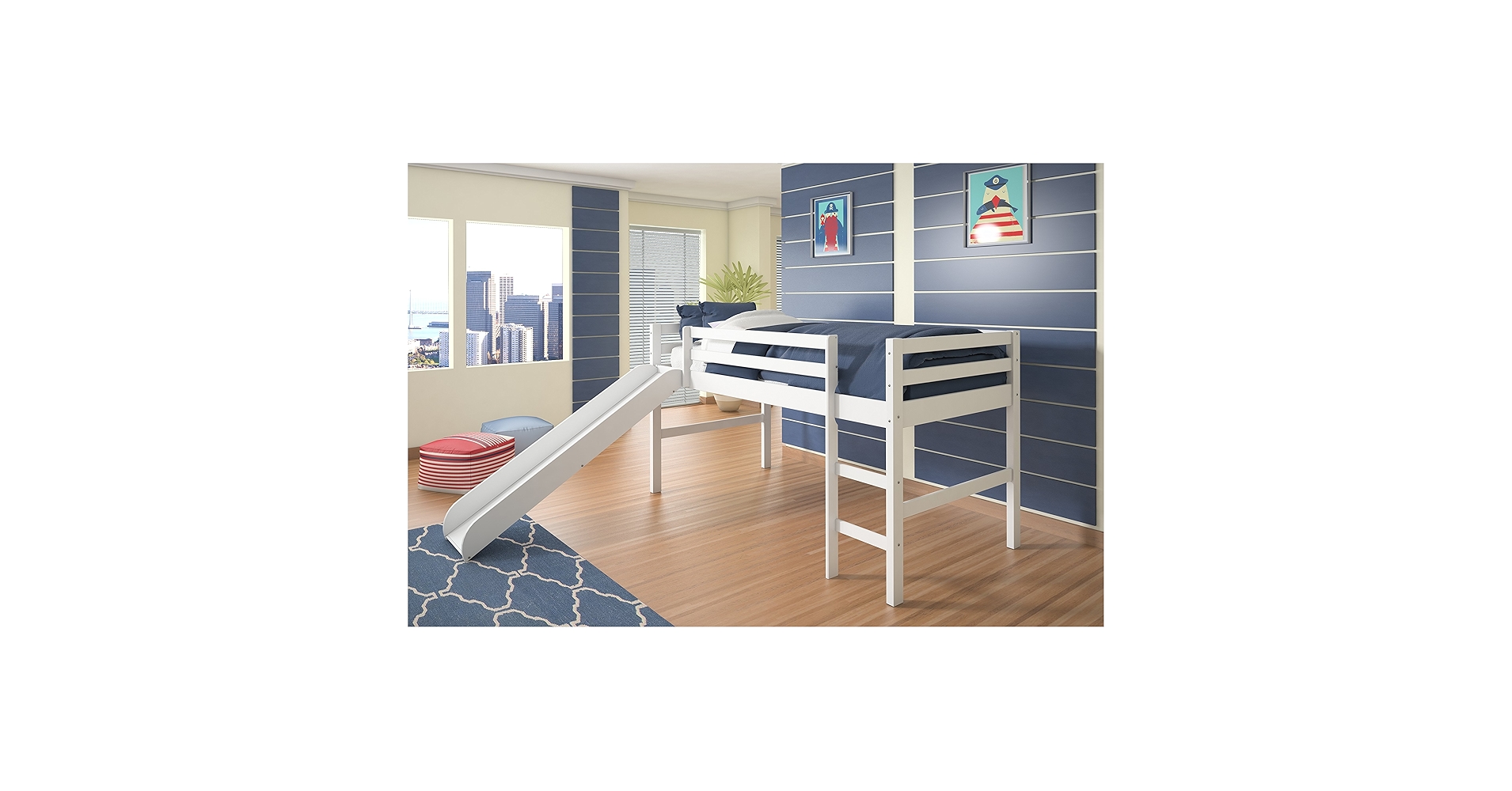 Amazon.com: Donco Kids Twin Low Loft Bed with Slide and