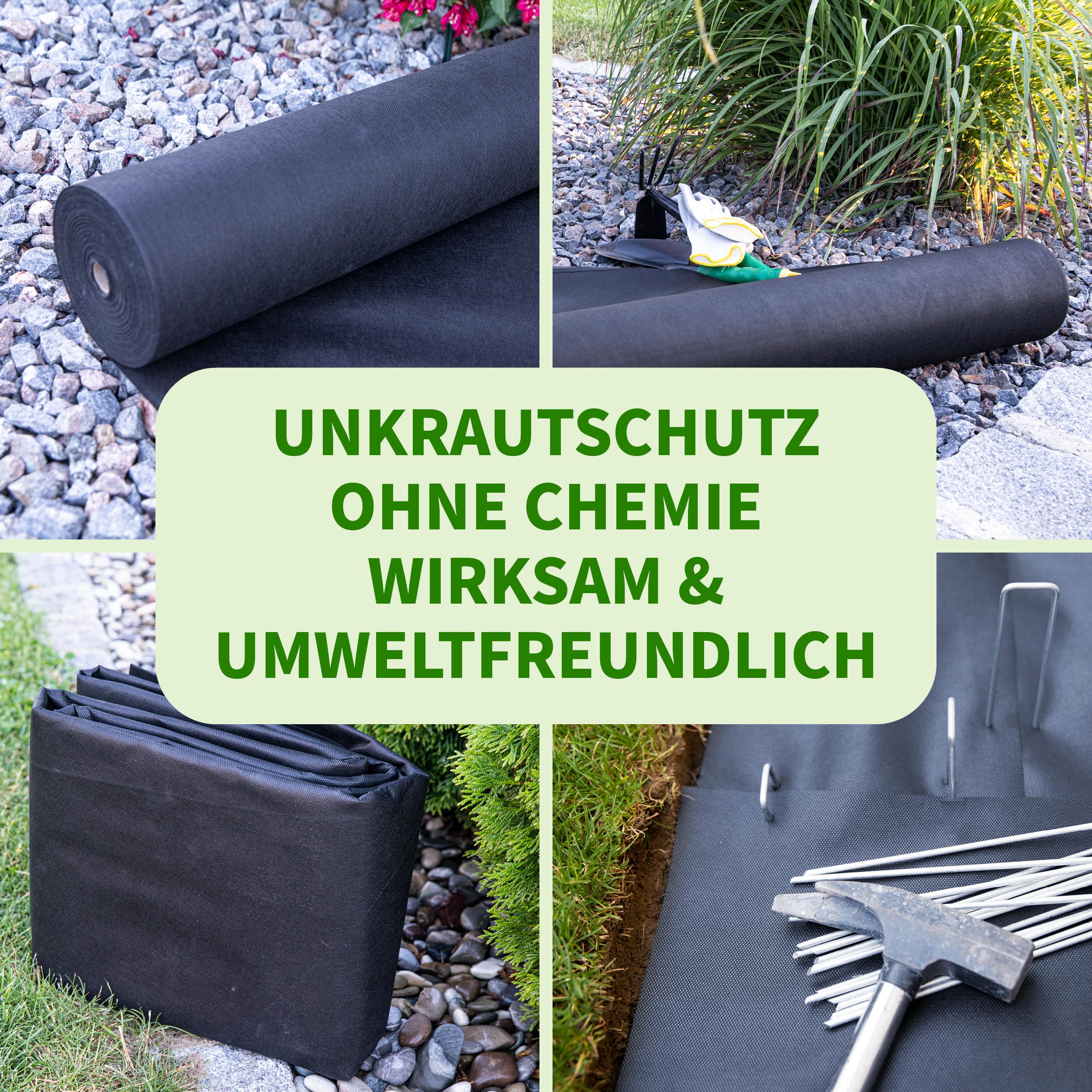 TTL GARDEN 150g/m² Unkrautvlies 50m² 1x50m Rolle - wasserdurchlässig & extra reißfest 50 x 1m breit Gartenvlies auf Rolle - UV-stabile Wurzelsperre Mulchvlies Garten Vlies Folie gegen Unkraut