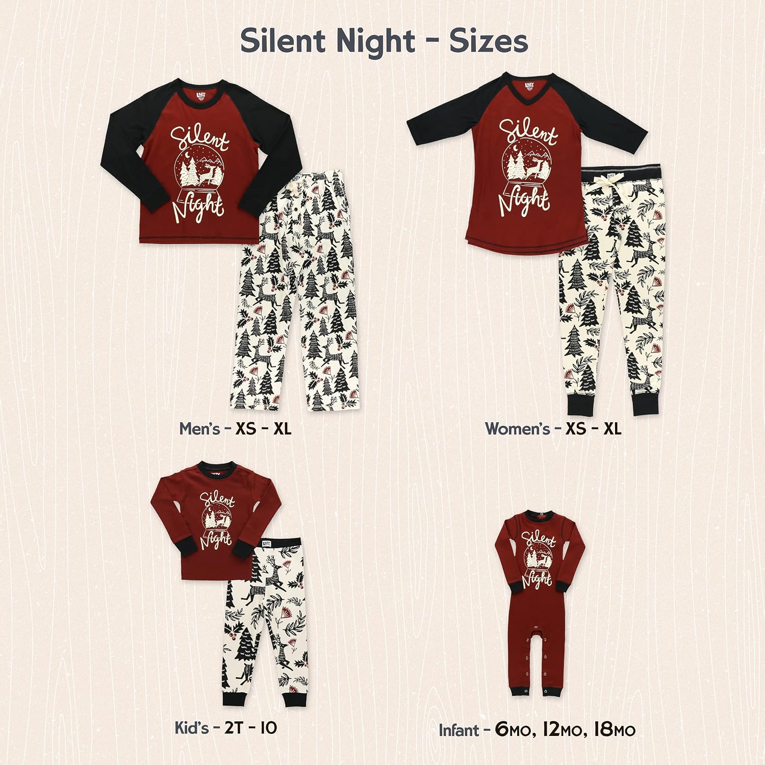 Lazy One Silent Night Family Matching Christmas Pajamas Set, Matching Christmas PJs for Family, Baby & Kids, Teens, Adult Pajamas