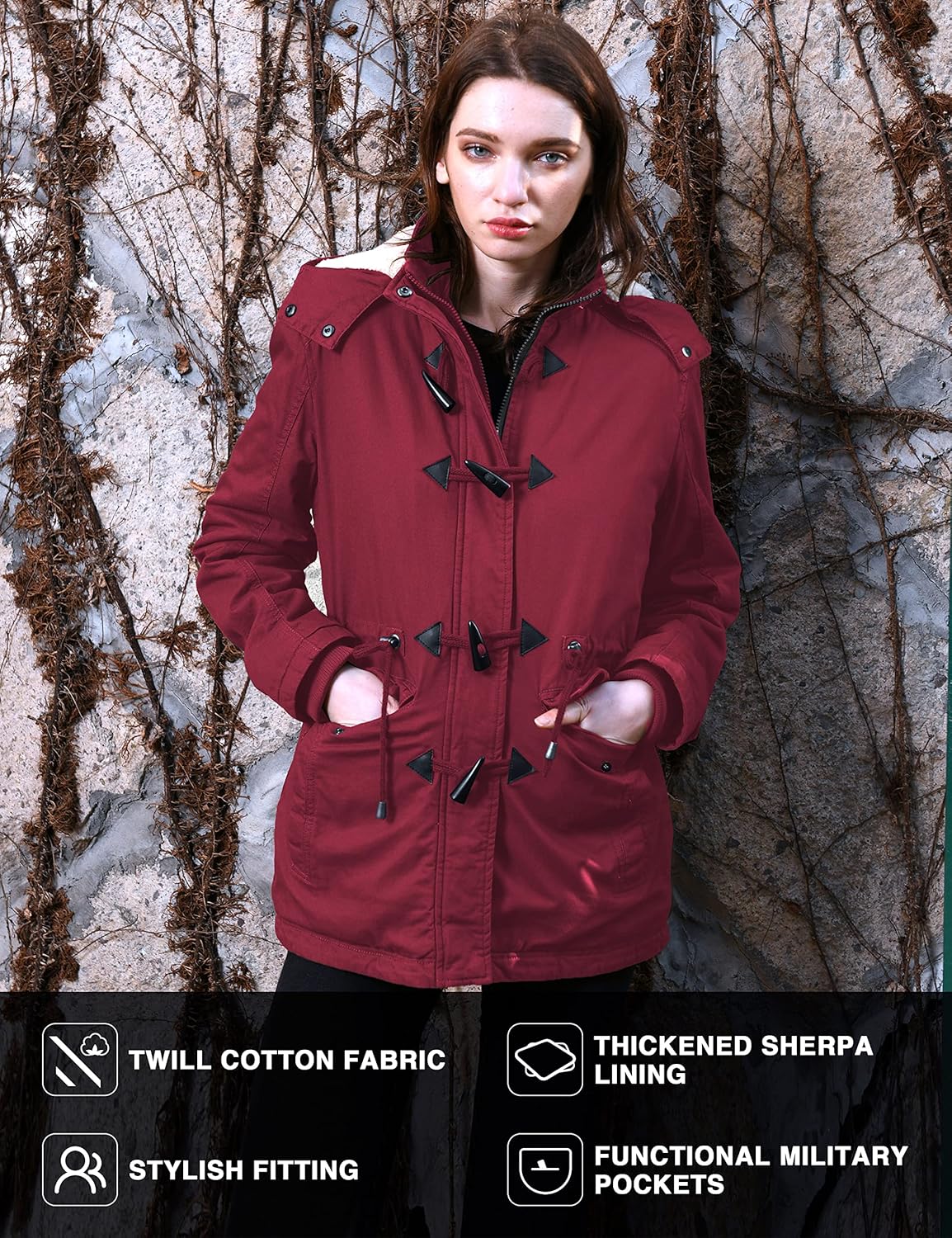 wantdo Women's Winter Thicken Jacket Cotton Coat with Removable Hood - Image 2