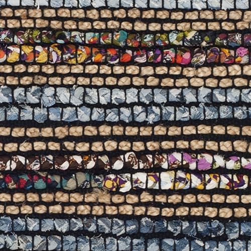 Miniatura 5 de SAFAVIEH Cape Cod Collection - Alfombra de pasillo, 2 pies 3 pulgadas x 6 pies, azul y multicolor, hecha a mano de tejido plano trenzado de algodón