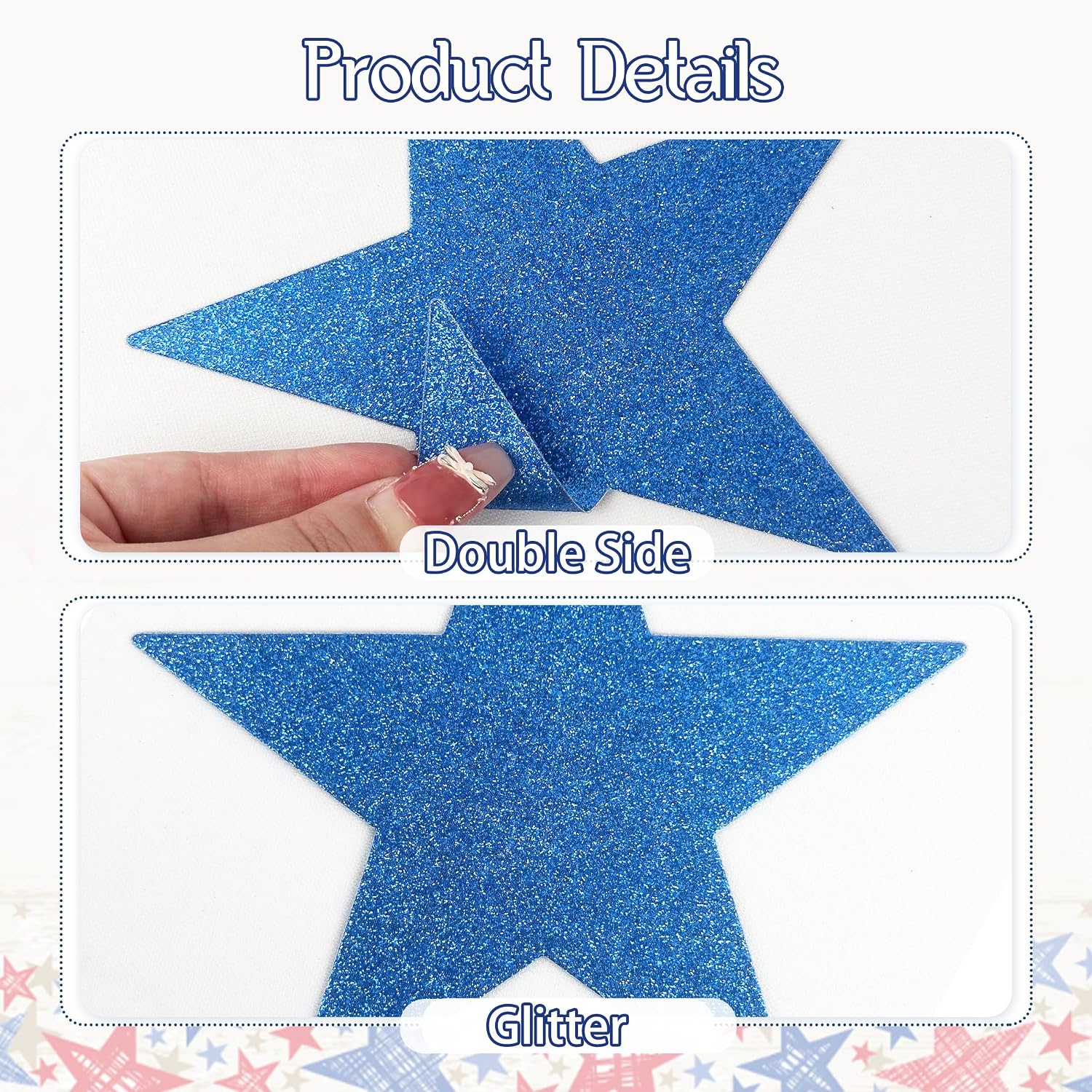 Blue Star Cutouts, 80 PCS Stars Cardboard Cutout Glitter Star Decorations Paper Star Decor for 4th of July Bulletin Board Classroom Office Decorations (6in)