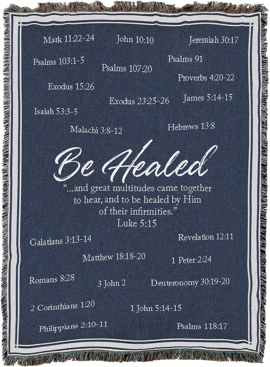 Pure Country Weavers Be Healed - Scriptures Blanket - Gift Tapestry Throw Woven from Cotton - Made in the USA (72x54)