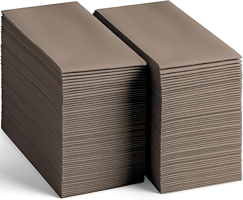 Miniatura 8 de 100 servilletas de papel de color beige con tacto de lino, suaves y absorbentes, para cocina, fiesta, boda, baño o cualquier ocasión (paquete de 100)