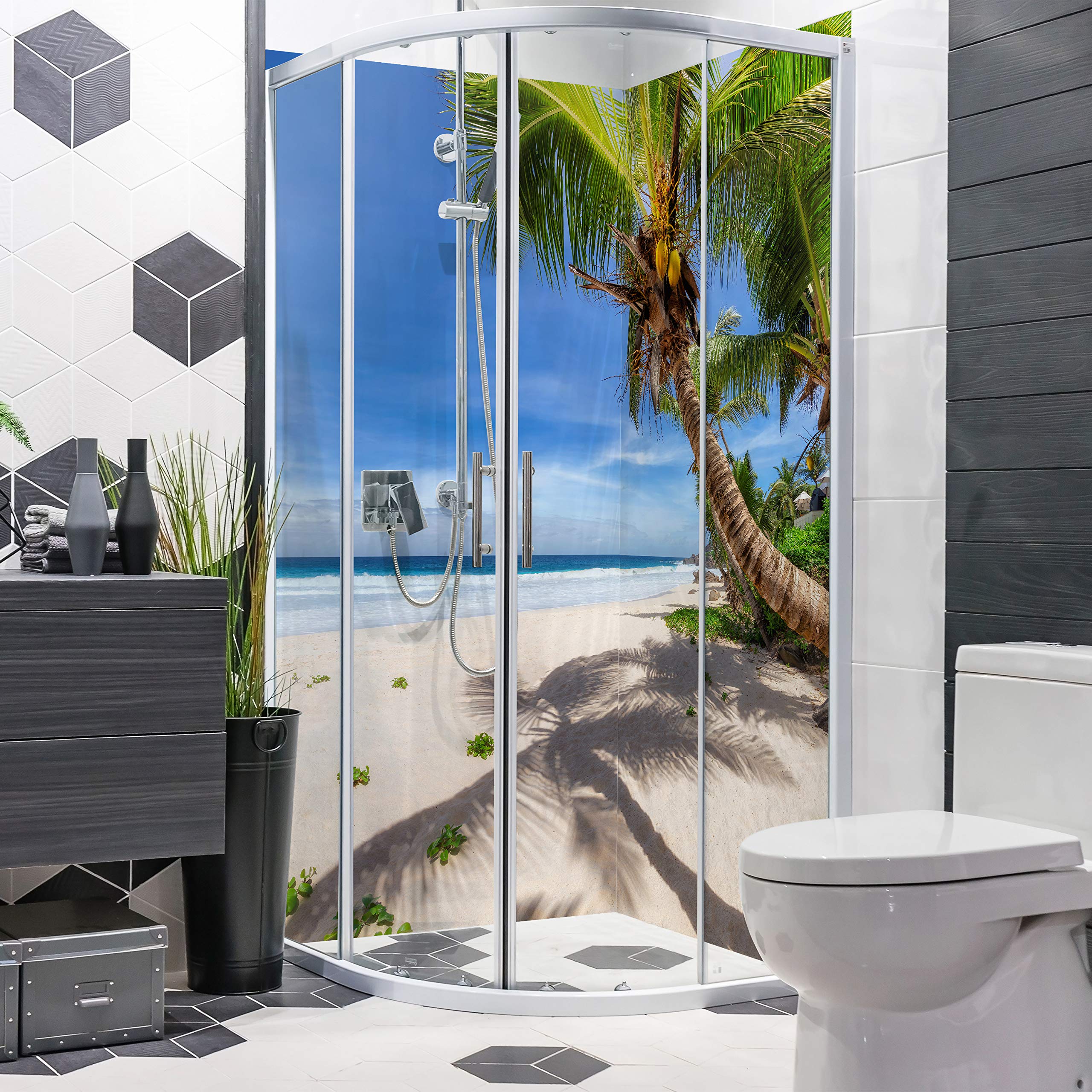 Dedeco - Panel De Ducha De Esquina De Aluminio Con Diseño: Mármol V10, Lacado UV Brillante, 2 X 90x200 Cm, Perfecto Como Pared Posterior De Baño Para Reemplazo De Azulejos, Apto Para