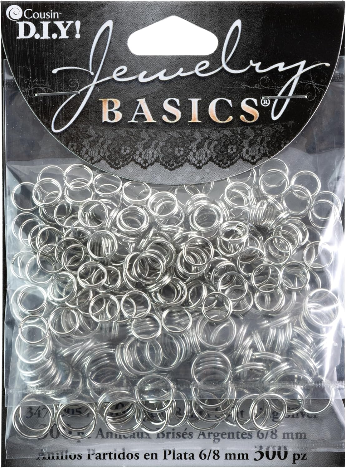 300-Piece Silver Split Ring Jewelry Basics 6/8mm for Cousins