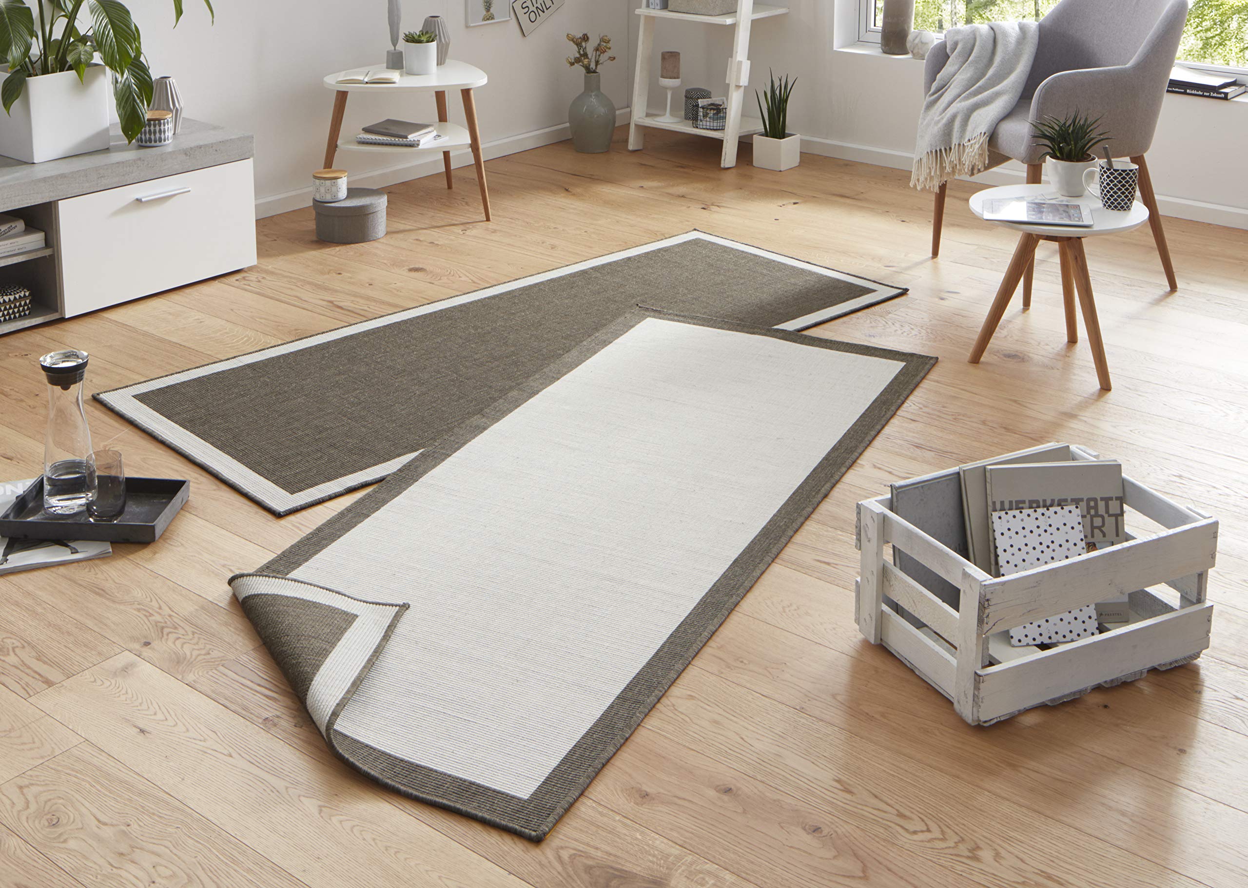 Bougari in- & Outdoor Panama Tapis réversible Marron/crème 80 x 250 cm