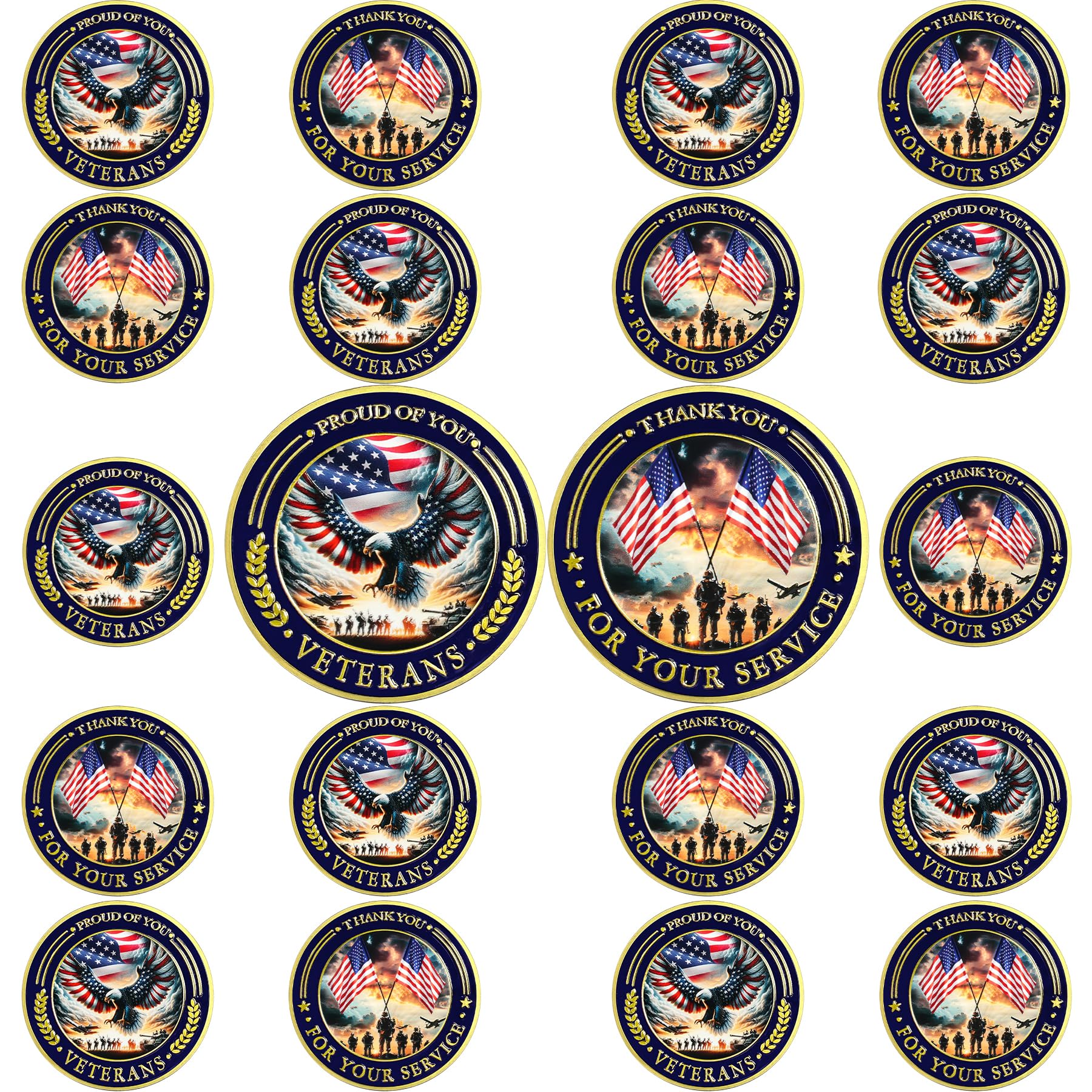 BHealthLife 20 PCS Military Thank You for Your Service Challenge Coin Bulk Military Appreciation Coins Gift - Proud of You Veterans