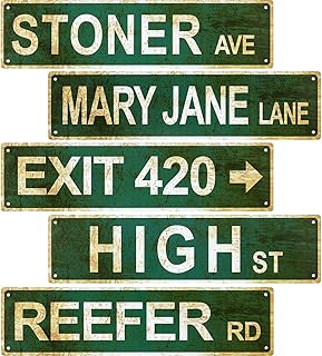 Shimeyao Vintage Exit Sign Decor, 5 Pieces Aluminium Retro Avenue Street Sign, 4 x 16 Inch, for Home Wall Decor