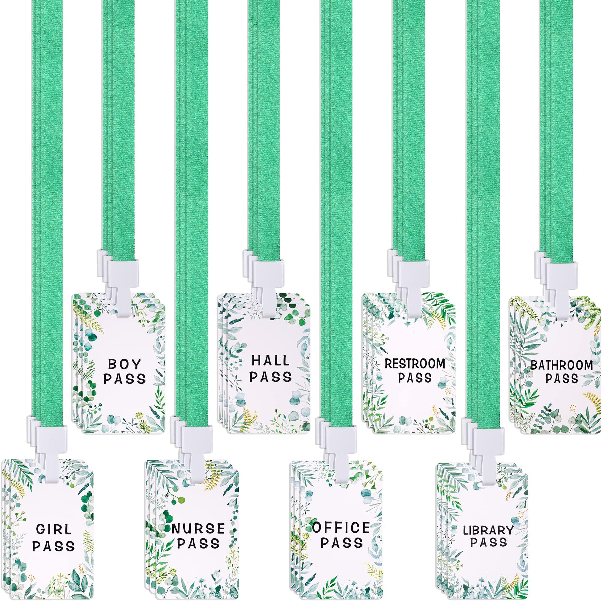 Amazon.com: 48 Pieces Greenery Eucalyptus Hall Pass Lanyards and School ...