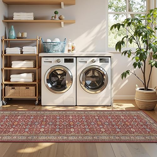Miniatura 274 de Rugland Alfombras de área de 8 x 10, alfombra lavable resistente a las manchas, alfombras antideslizantes para sala de estar, alfombras tribales