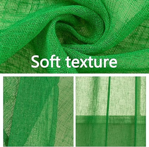 Miniatura 3 de Tony's collection Cortinas semitraslúcidas con textura de lino sintético esmeralda de 63 pulgadas de largo para dormitorio, habitación de los niños,