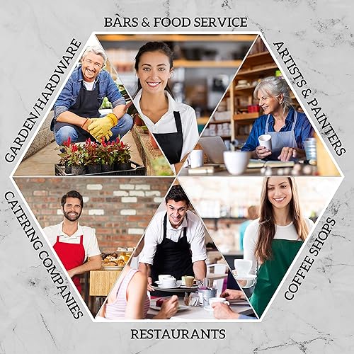 Miniatura 6 de Green Lifestyle - Juego de 12 delantales unisex, color negro, lavables a máquina, para cocina, manualidades, barbacoa, dibujo, exteriores