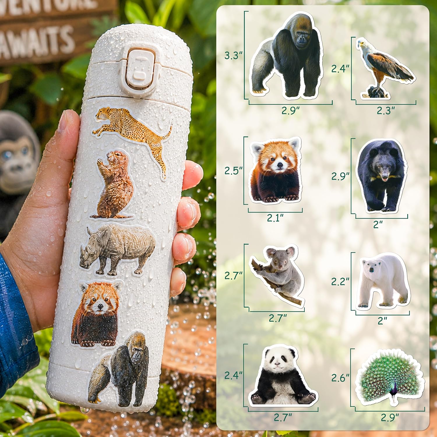 LINAYE 150PCS Animals Stickers Vinyl Safari Zoo Animals Stickers for Kids image 5