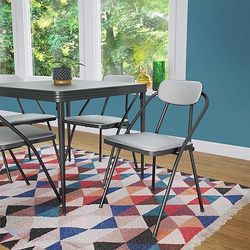 Miniatura 8 de YXHCHUN Silla plegable acolchada de vinilo paquete de 4 puntas de patas que no se marcan y evitan resbalones marco de acero adecuado para sala de