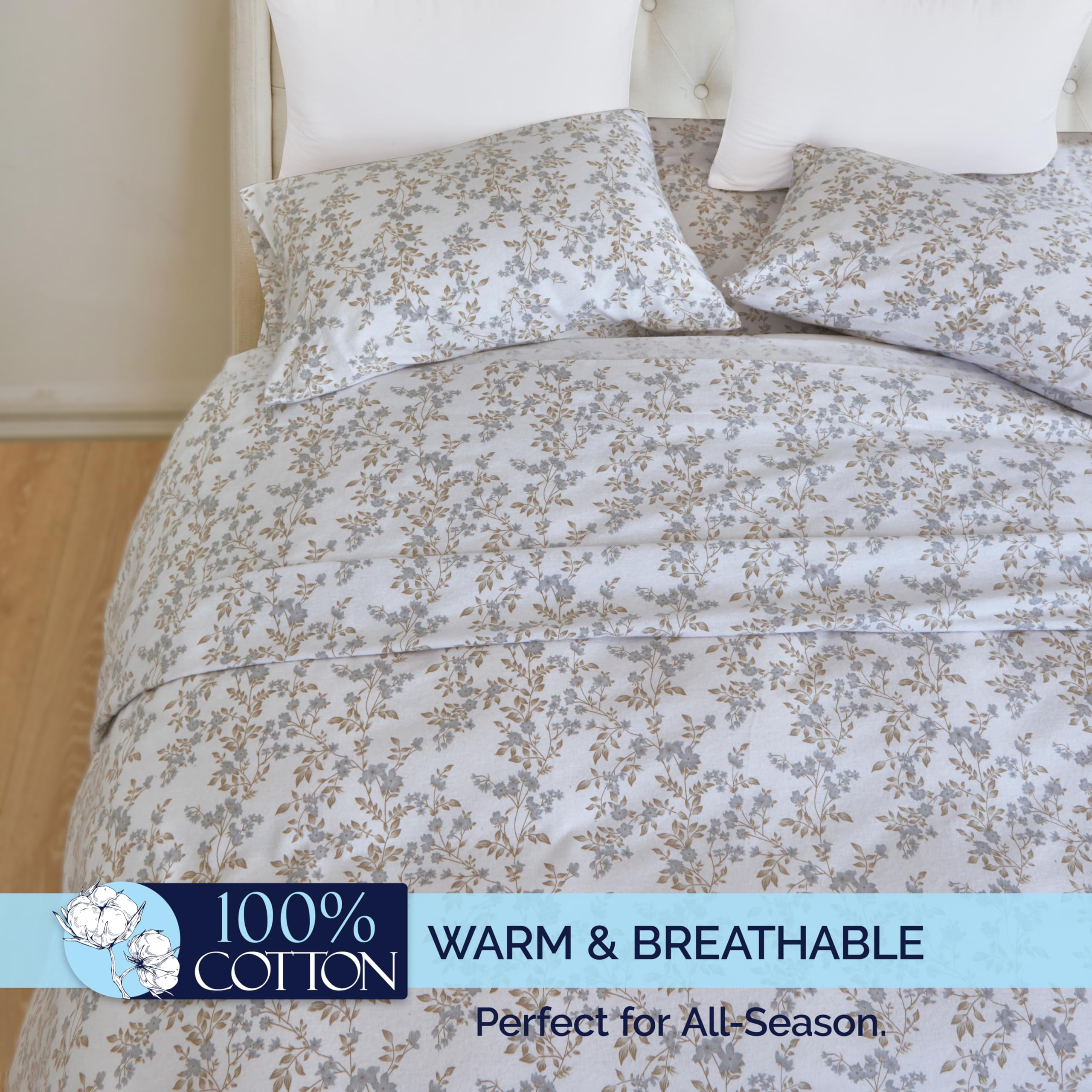 Elegant Comfort Miękkie 4-częściowy zestaw pościeli flanelowej w 100% z tureckiej bawełny – jakość premium, prześcieradło z gumką z głęboką kieszenią, ultramiękkie, przytulne ciepłe i odporne na