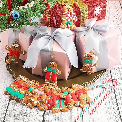 Miniatura 6 de 36 piezas de adorno de Navidad de hombre de jengibre para colgar en pan de jengibre, decoraciones de Navidad colgantes para árbol de Navidad y 12