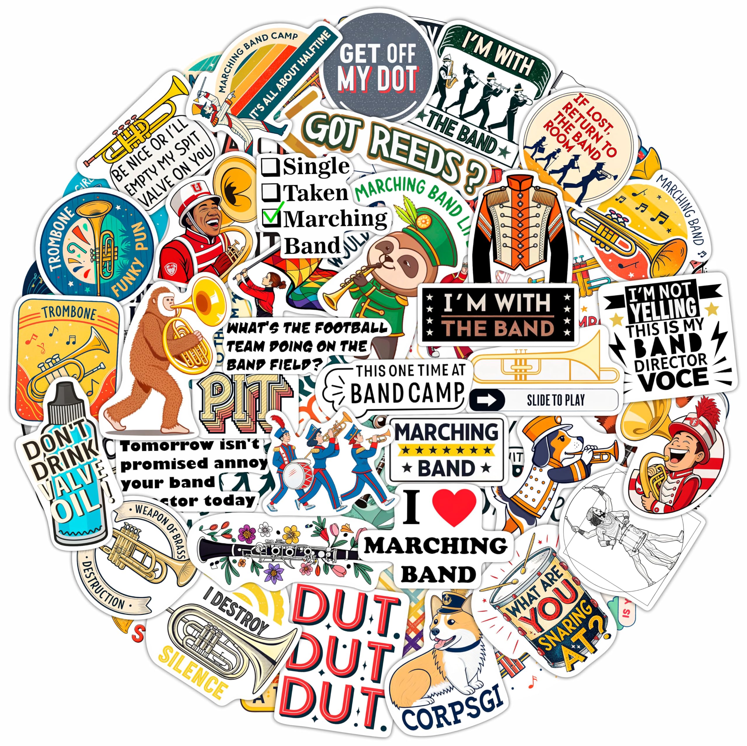 100Pcs Marching Band Stickers - Marching Band Gifts, Party Favors -Drum Stickers - Gift for Women & Men — image 1
