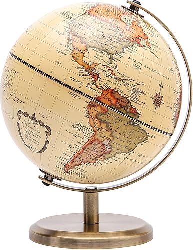 Miniatura 9 de Annova Globo antiguo de 5.5 pulgadas de diámetro – Decoración de escritorio educativa/geográfica/moderna – Arco y base de acero inoxidable