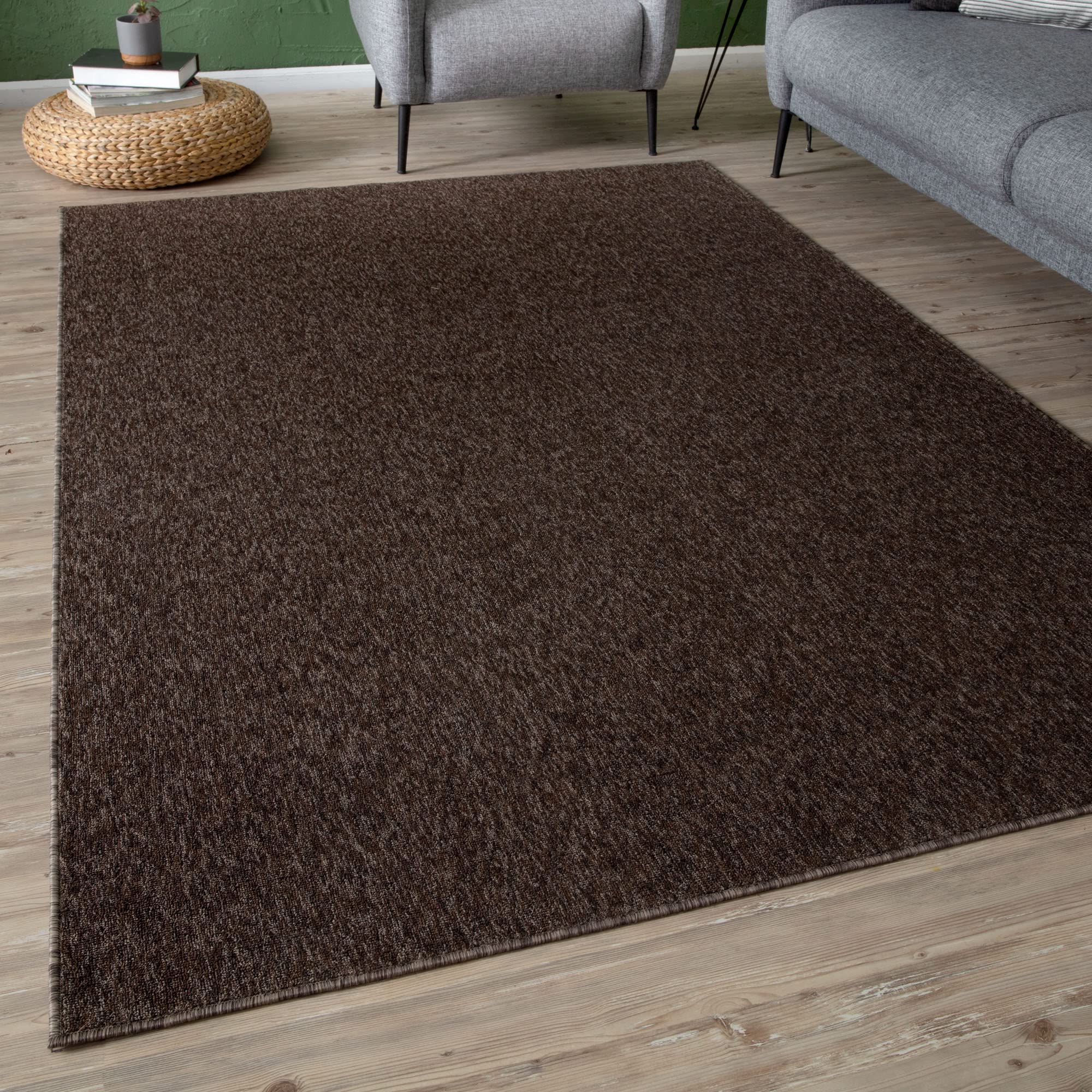 The Rugs Unisex Brown Flex Collection Solid Design Low Pile Living Room Rugs In 160Cm X 230Cm