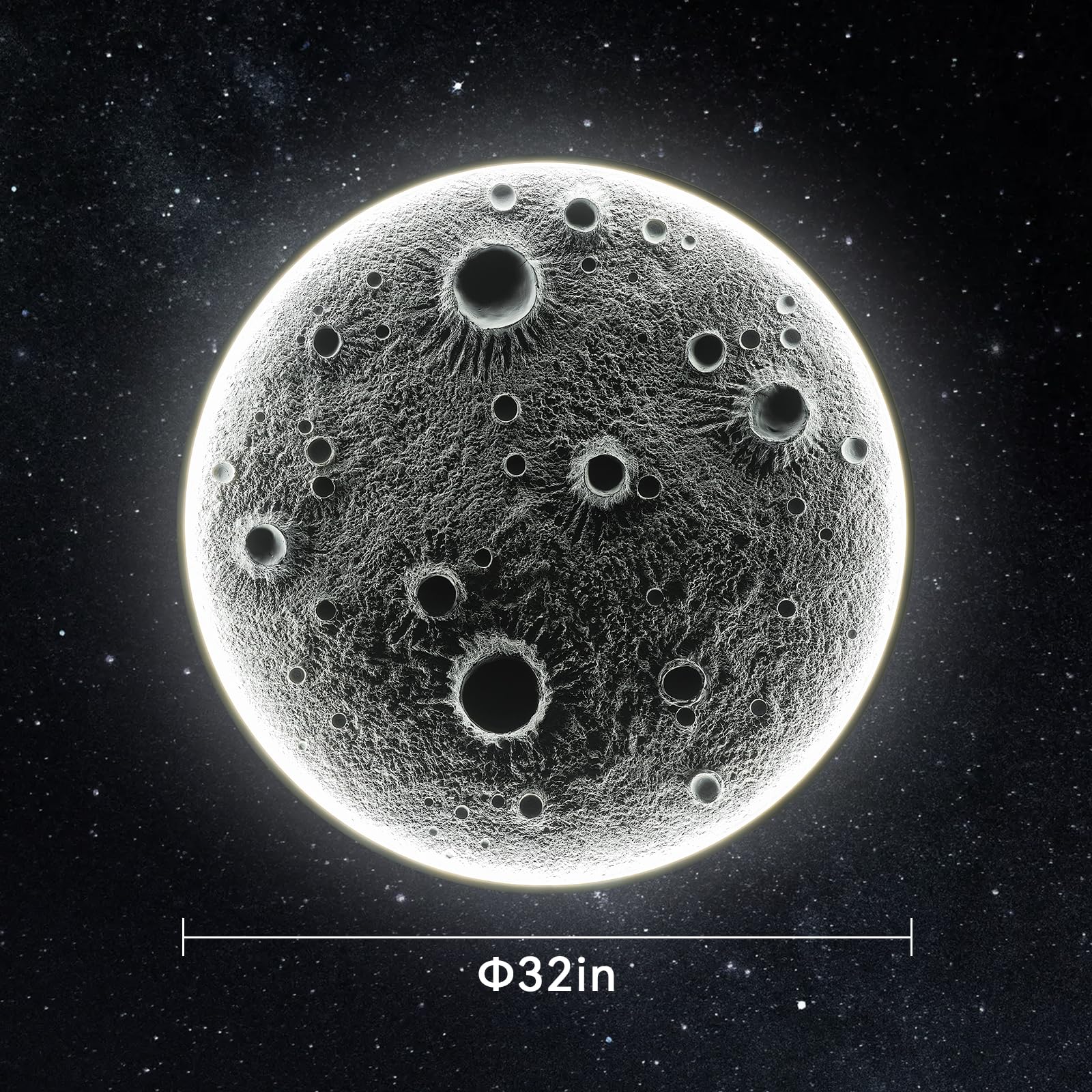 32-Inch Realistic Resin Moon Wall Lamp with Dual Brightness LED - Plug-in Dimmable Wall Light Fixture Remote Control — view 2