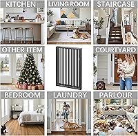 Vista 6 de Vantas Puerta plegable de metal para mascotas sin ensamblaje, puerta de 80" de ancho, puerta para perros de 24" extra alta con puerta de paso