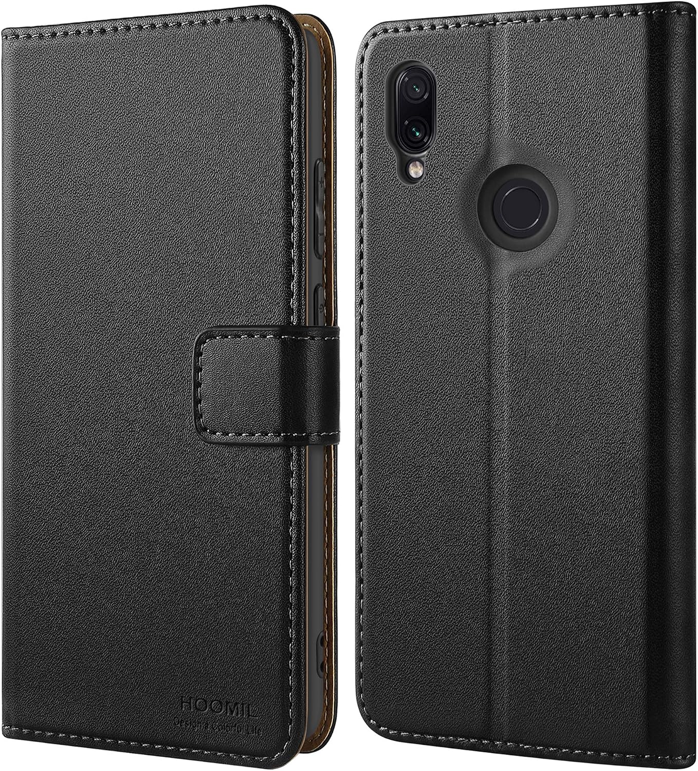 HOOMIL Xiaomi Redmi Note 7 Case, Xiaomi Redmi Note 7S Wallet Case with Card Slots, Premium PU-Leather Flip Cover, Black