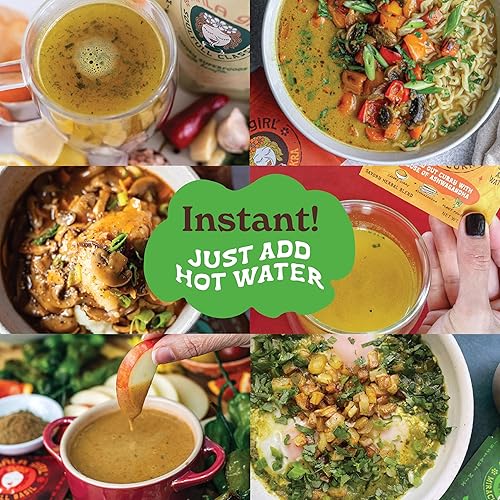 Miniatura 5 de Mla Girl Paquete variado de caldo a base de plantas, 6 sabores veganos de superalimentos de una sola porción para caldos, sopa instantánea y ramen,
