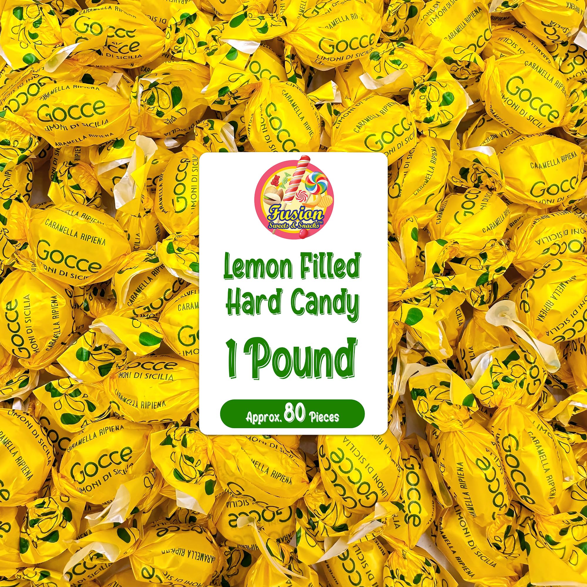 Italian Lemon Drops Hard Candy – 1 Pound Bag – Classic Lemon Candy Individually Wrapped – Limoni Treats from Italy – Old Fashioned Citrus Delight -