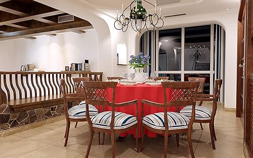 Miniatura 7 de GEFEII Mantel redondo de cocina de 90 pulgadas, mantel de poliéster sólido para bodas, fiestas, restaurantes, banquetes, comedor, mesa de bufé,