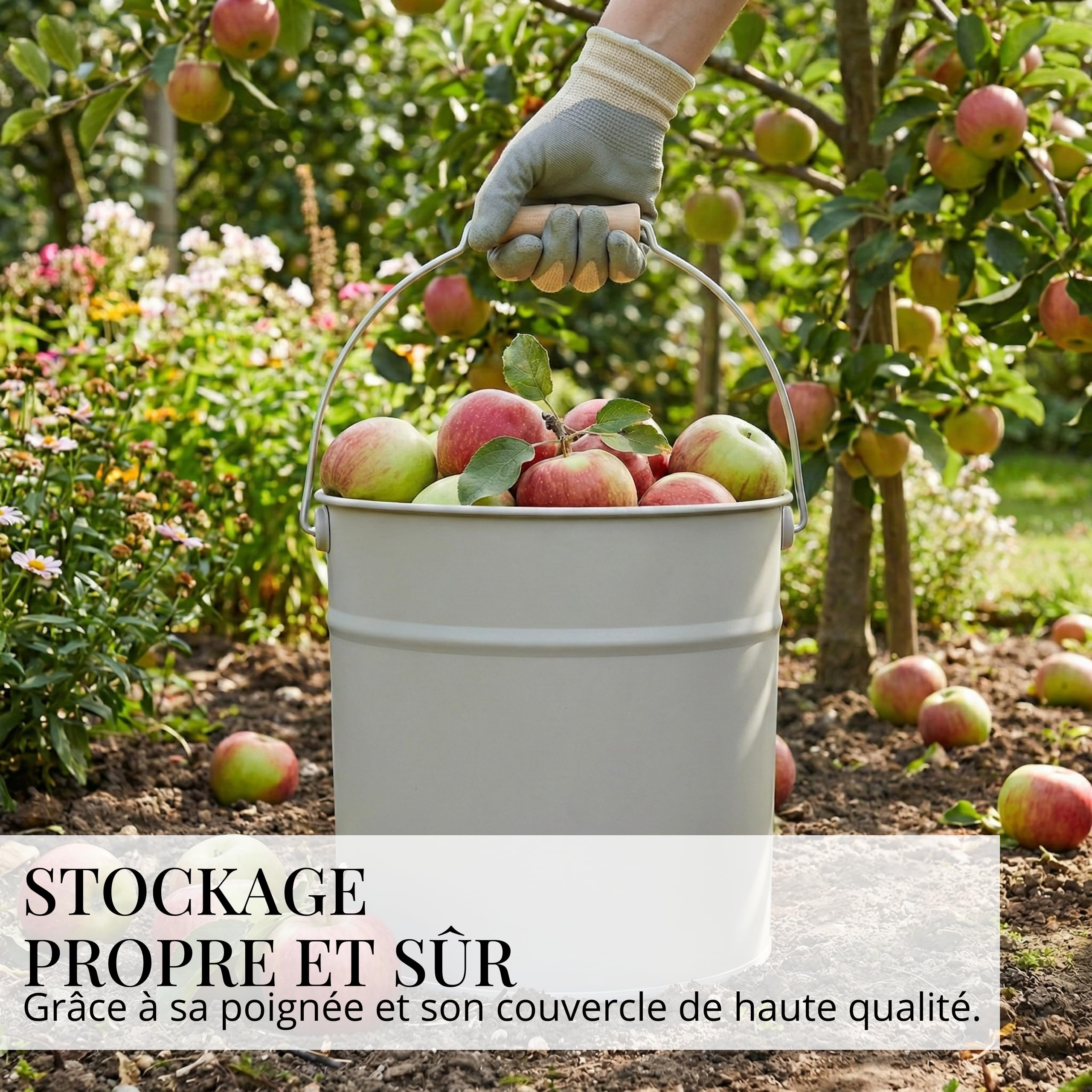 LIVLIG Seau avec couvercle de 10 l, seau en zinc, seau à cendres avec couvercle, seau en métal, accessoires pour cheminée, seau de 10 l, seau en tôle avec couvercle, seau à cendres, seau multifonction