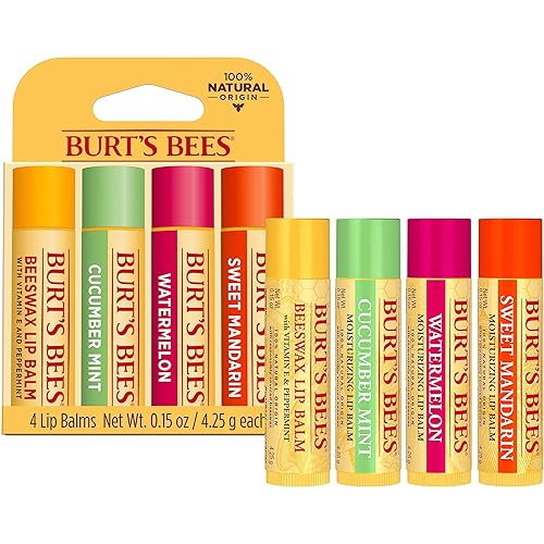 Miniatura 12 de Burt's Bees - Bálsamo labial, protector labial hidratante, 100 % natural, Freshly Picked, cera de abejas original, menta y pepino, sandía y