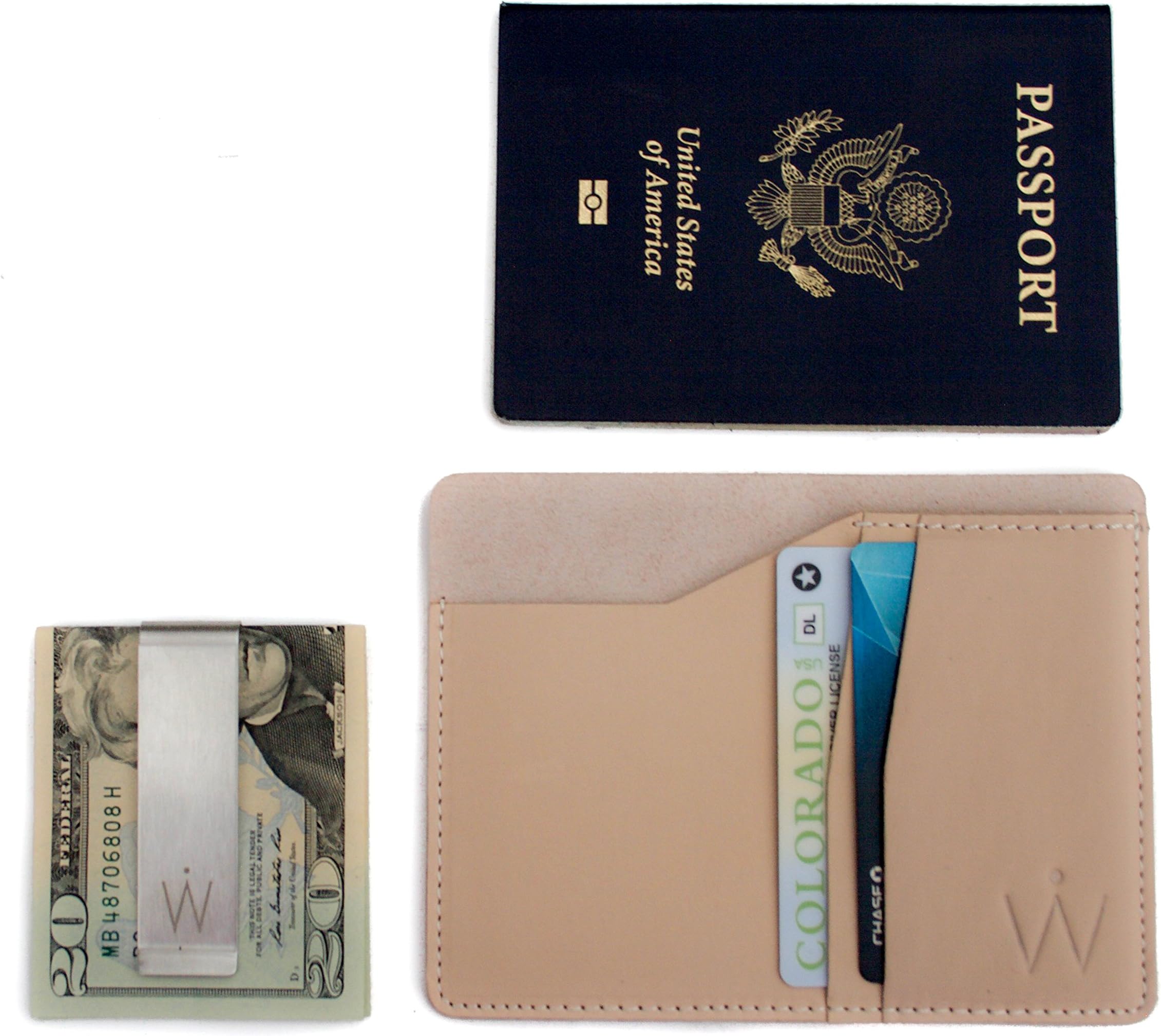 PASSPORT WALLET SLEEVE by WAYPOINT GOODS // Minimalist Leather Travel Passport Wallet (Natural // Vegetable Tanned Leather)
