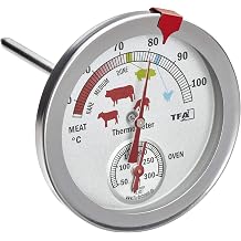TFA Dostmann Analogue Thermometer for Roast/Oven, 14.1027, Cooking Thermometer, for BBQ, Stainless Steel