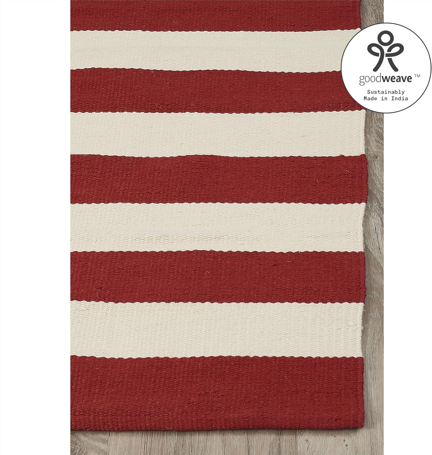Fab Habitat Machine Washable Area Rug - Hand Woven, Stain Resistant, Pet Friendly - Premium Recycled Polyester Yarn - Stripes - Bedroom, Living/Dining Room - Nantucket - Red & White - 5 x 8 ft