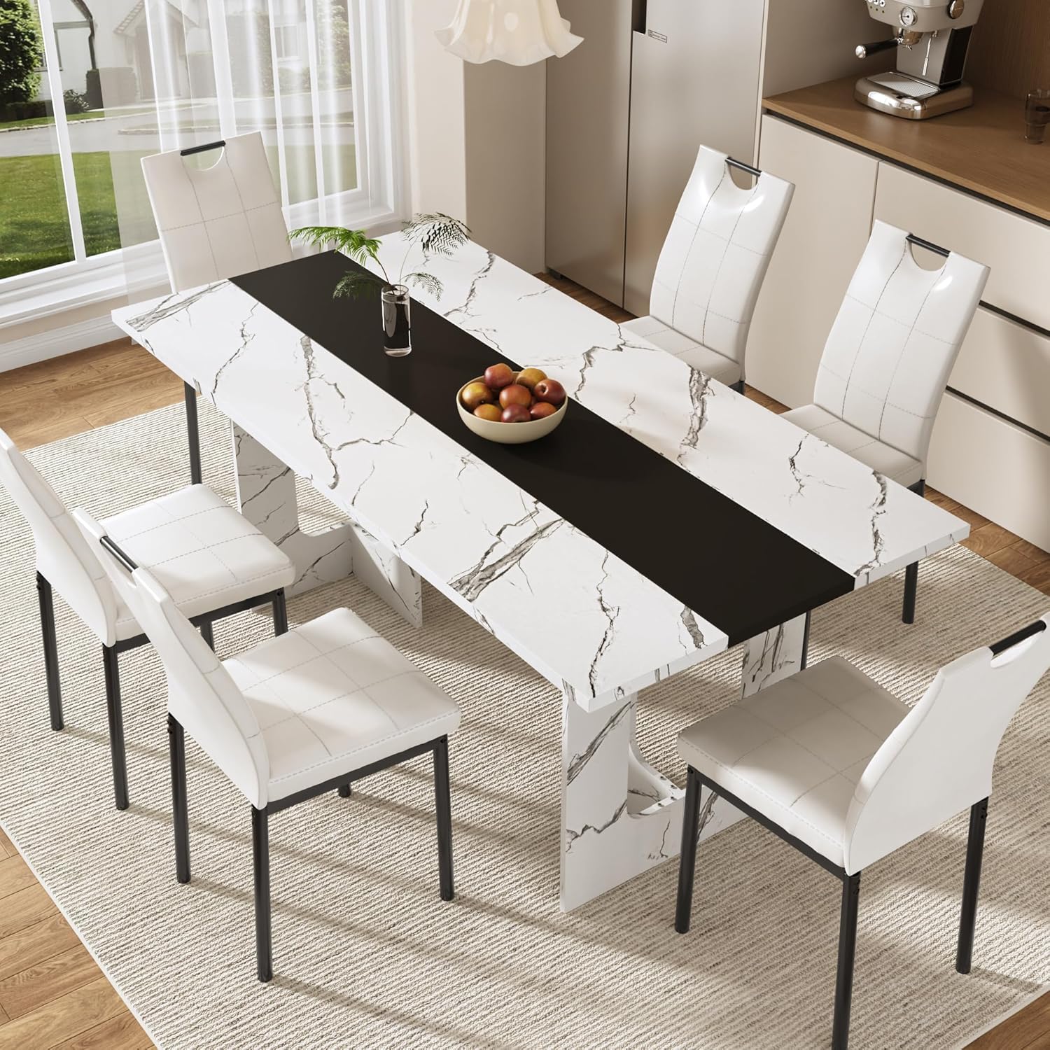 St.Mandyu 7 Pieces Dining Table & Chairs Set for 4-8 People,