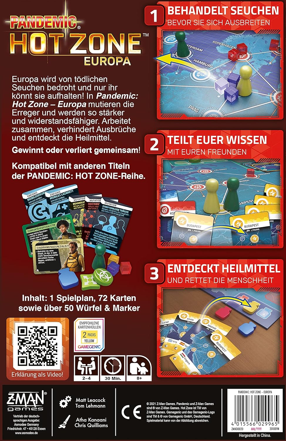 Z-Man ZMND0020 Asmodee Pandemic Hot Zone: Europe, Family Game, Strategy Game, German, Multicoloured, Colourful - Image 4