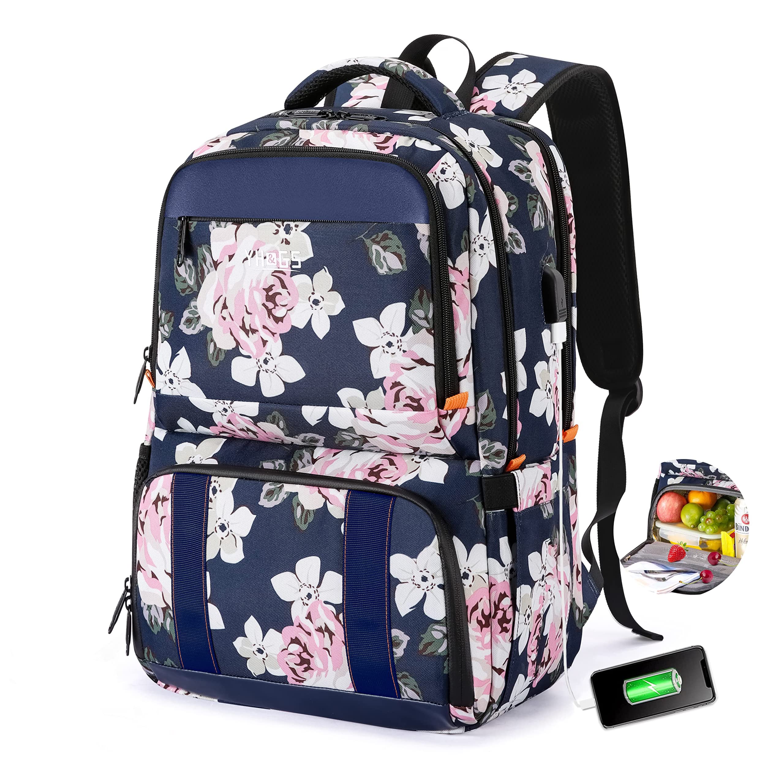 Lunch Backpack- Blue Flower
