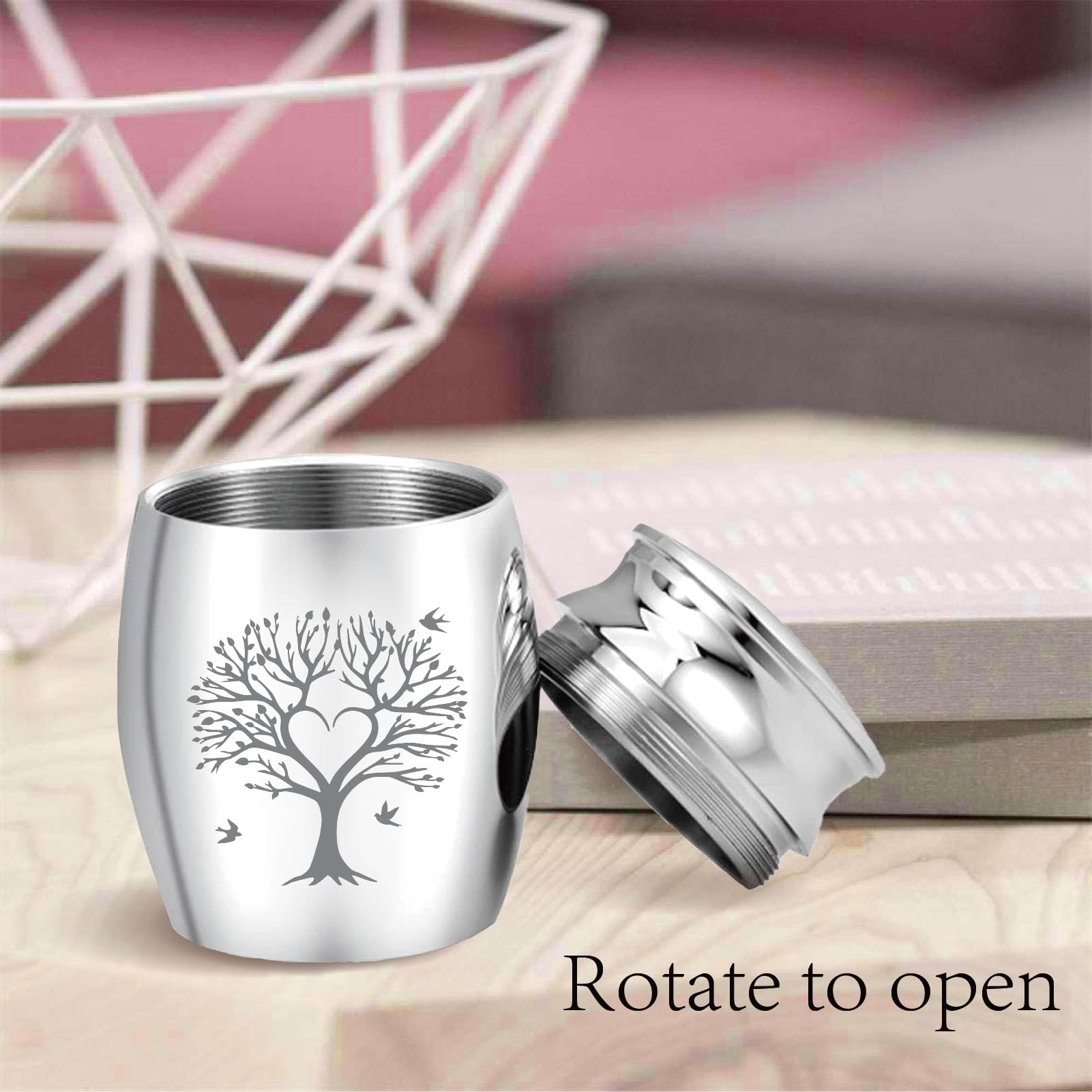 CREATCABIN Kleine urnen voor as, mini-aandenken-urnen, roestvrij staal, miniatuurashouder, unieke kleine sharing-token, urn-crematie voor vrouwen, 4 x 3 cm, zwart, voor altijd in ons hart