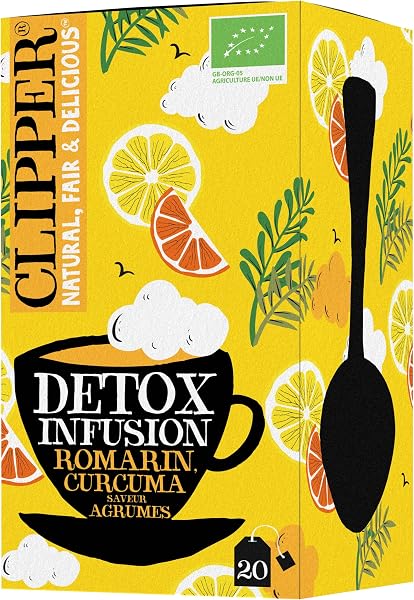 CLIPPER - Infusion Bio - Detox Agrumes - Romarin, Curcuma agrumes 20 Sachets d'Infusion - 1 paquet - 1