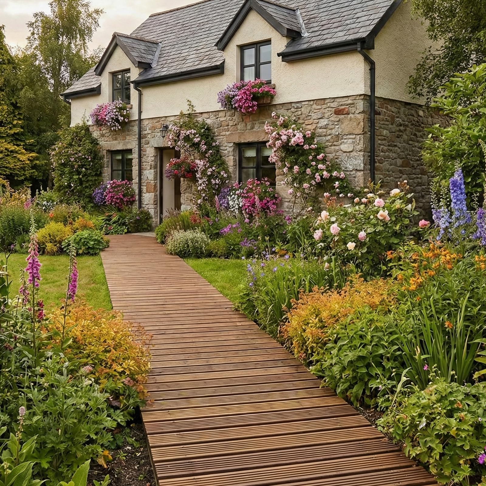 Allée de jardin droite enroulable – Passerelle extérieure de 1,8 m avec surface antidérapante pour chemin rustique décoratif pour terrasse extérieure, jardin