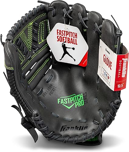 Miniatura 45 de Franklin Sports Guante de softbol para niñas, diseño de molino de viento para mujer, diseño de lanzamiento lento, para hombre derecho e izquierdo