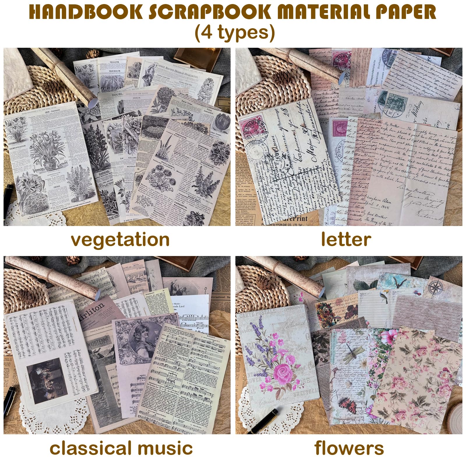 12 Pèces Paper Texturé Vntage Fourntures De Scrapbookng Journal