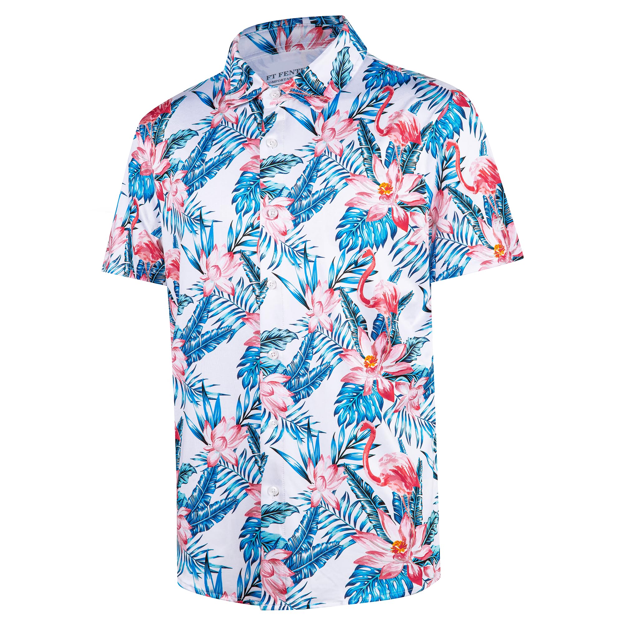 FT FENTENG Camicie hawaiane da uomo, vestibilità regolare, a maniche corte, casual, con bottoni, estive, da spiaggia tropicale