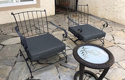 Miniatura 7 de Juego de 2 cojines de espuma viscoelástica para patio al aire libre (asiento y respaldo) con funda interna impermeable, tamaño 24 x 22 x 4 pulgadas,