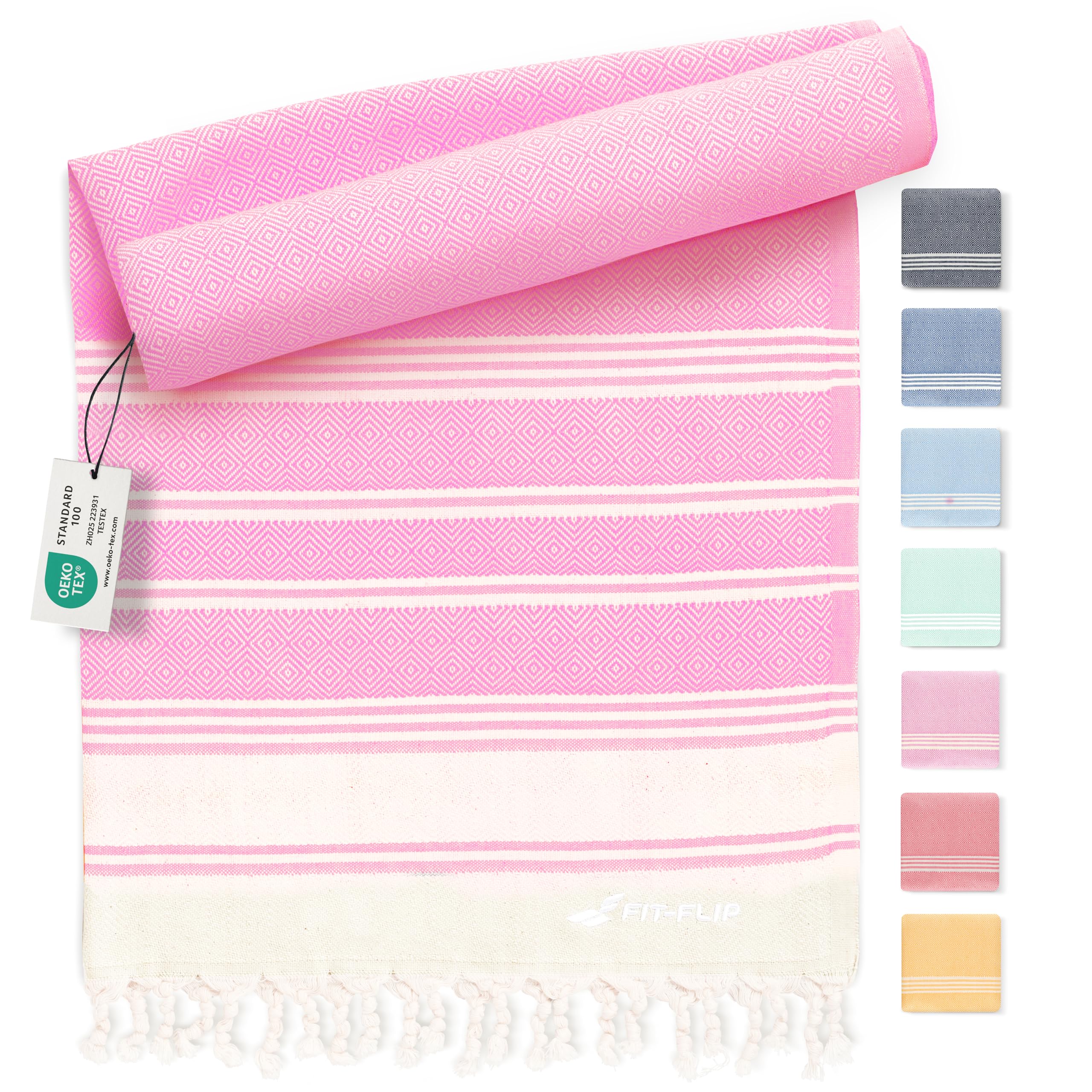 Toalla Hammam – Toallas de playa grandes de algodón 100% reciclado – Toalla turca de secado rápido, Fouta, toalla de playa grande pestemal ideal como toalla gigante de playa y sarong