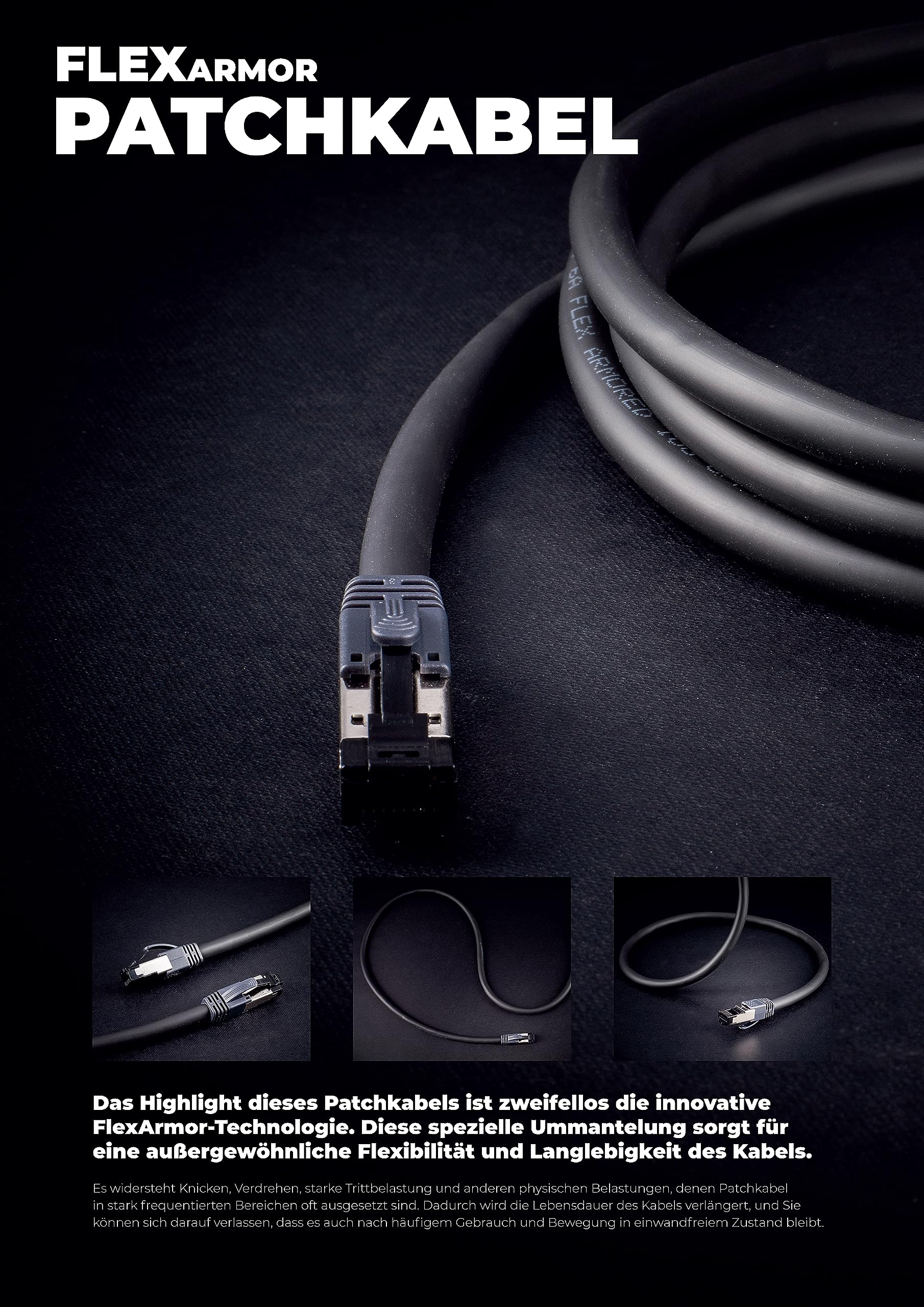 1aTTack.de - 1 X 15m Cat6a Netzwerkkabel FLEX ARMOR mit Edelstahl Armierung, extrem robust und flexibel, trittfest, geeignet für Kameratechnik, Lichttechnik, Bühnentechnik etc. Grau