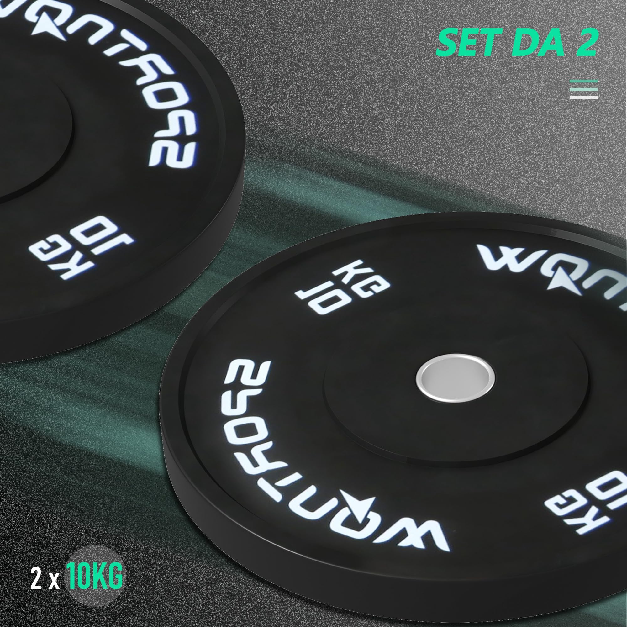 Lot De 2 Disques De Poids SPORTNOW 10 Kg – Caoutchouc, Trou Central 5 Cm, Pour Barres Olympiques, Vert