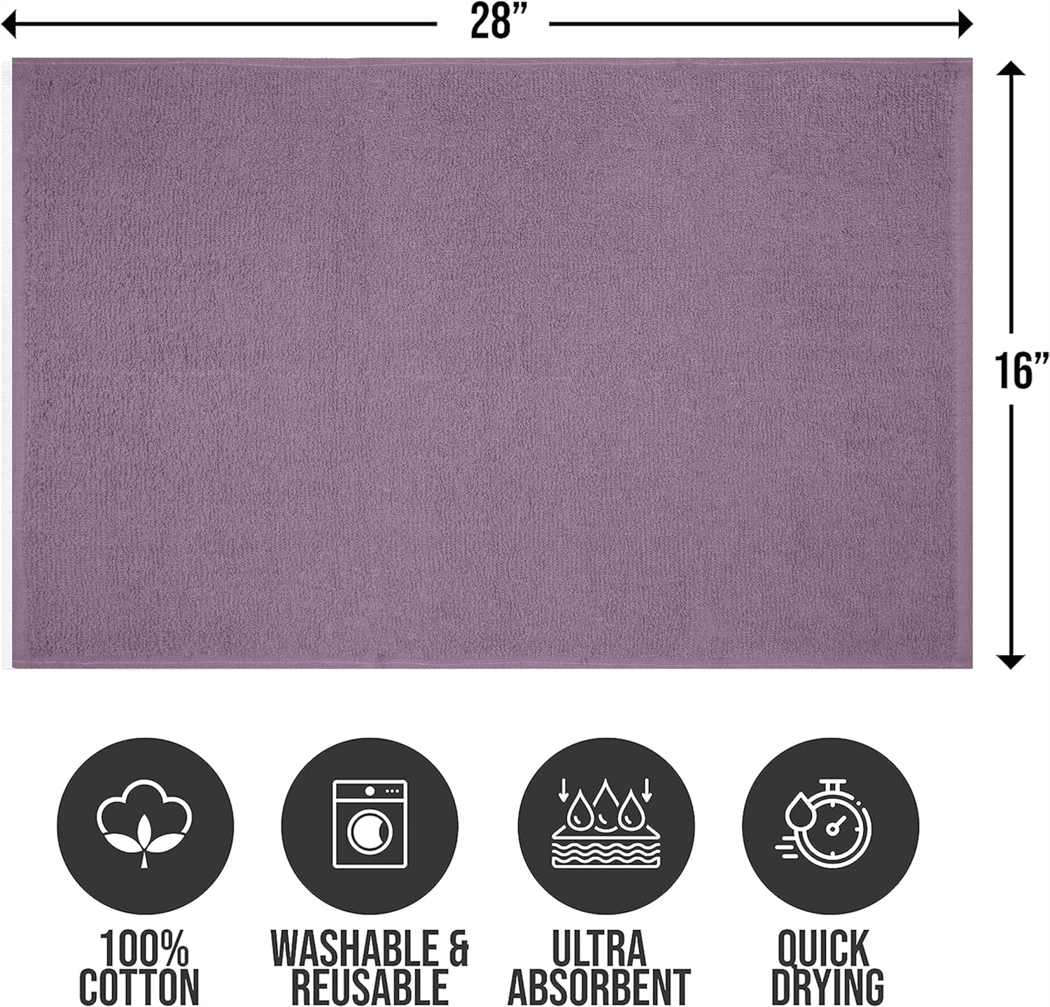 Softolle Salon Towels – Pack of 24 (16x27) 100% Cotton Ring Spun – Ultra Soft, Highly Absorbent Hand Towels – Bulk for Spa, Gym & Salon (Purple Ash)